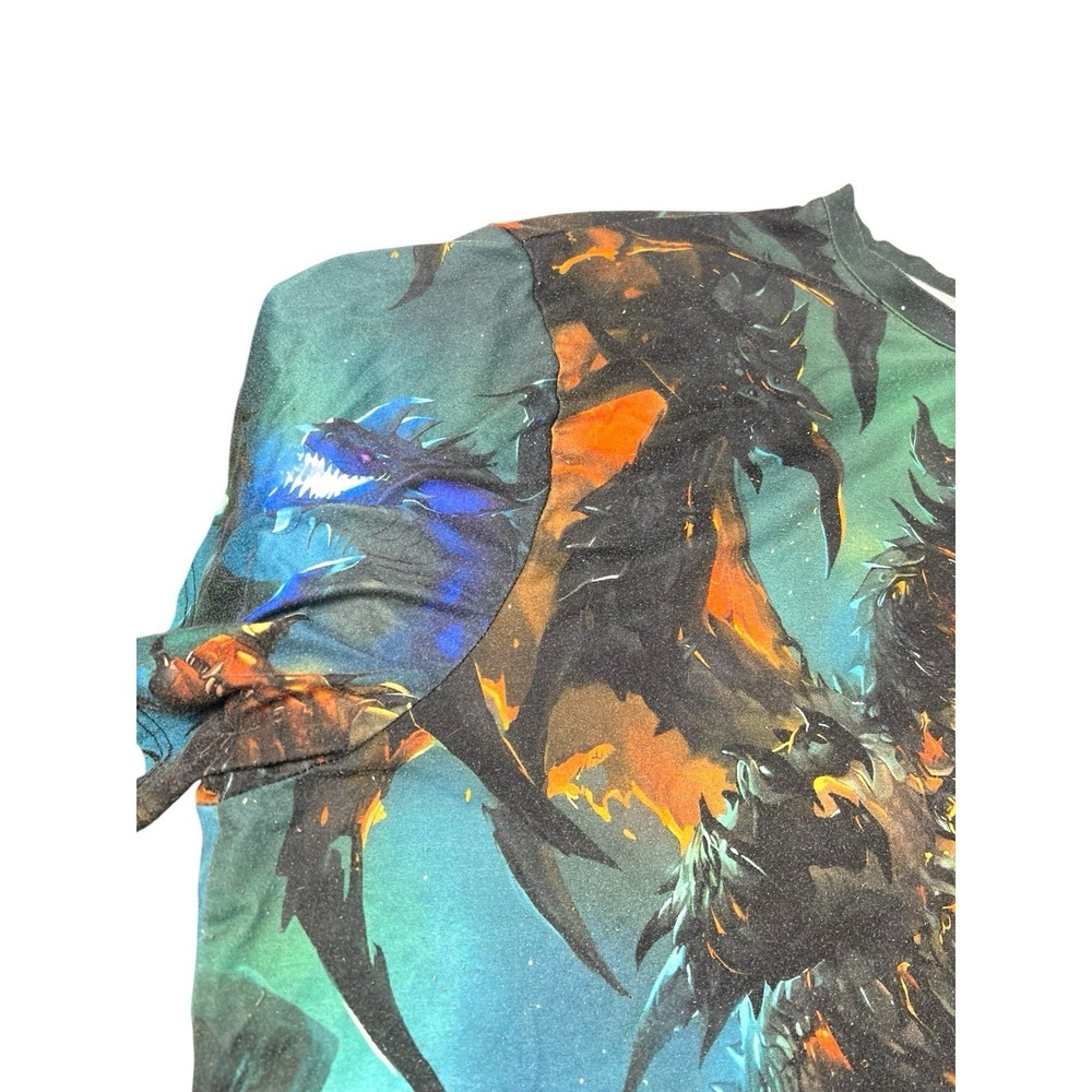 6XL Lava Dragon Graphic T-Shirt Fantasy Fire Monster Big & Tall All Over Print - Picture 2 of 6